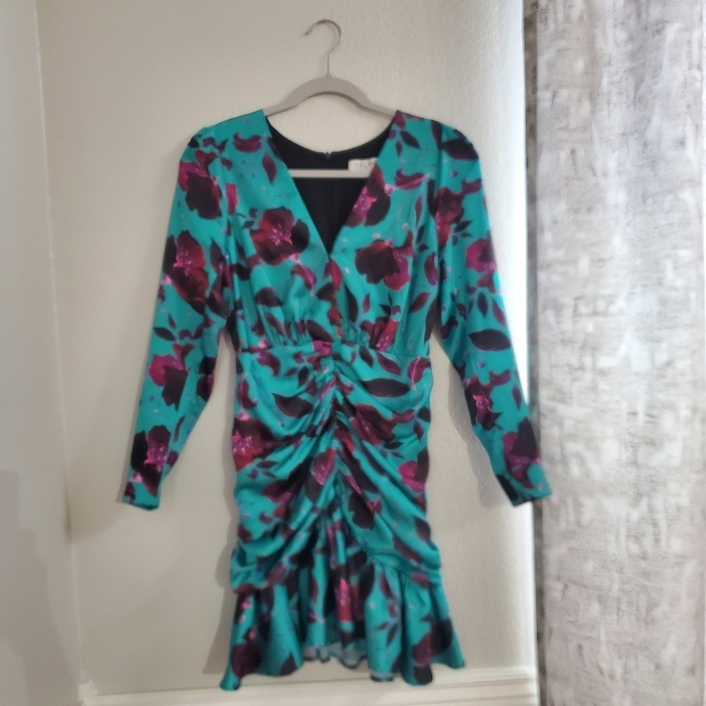 Delfi Collective Floral Ruched Ruffle Mini Dress – XS - Picture 2 of 5